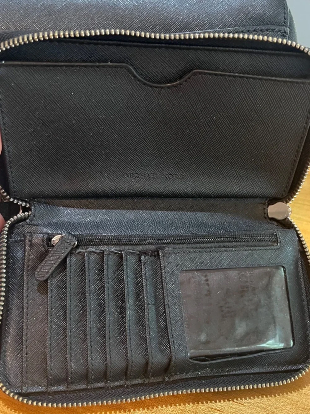 Michael Kors Black Large Saffiano Leather Satchel Silver with Black Wallet